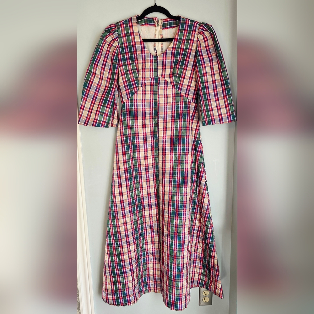 Vintage Tartan Plaid Quilted Christmas Holiday Dress